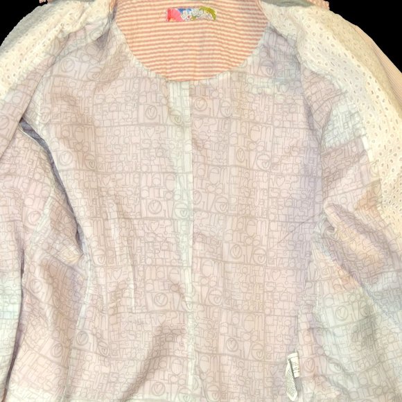 Desigual Blazer Pink Striped Summer Jacket Size 46 - Picture 9 of 12